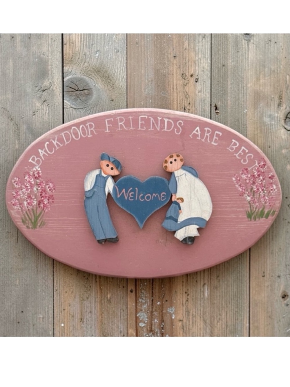 Backdoor Friends Are Best Wood Plaque Welcome Sign Wall Decor Rustic Country